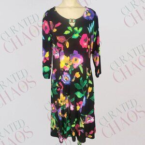 Susan Graver Floral Knit Midi Dress Size Small